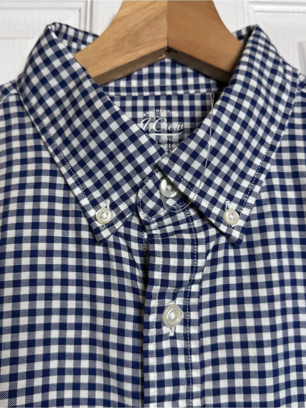 NWT J.Crew Slim Oxford Cloth Gingham Button Down Shirt Blue White Medium Classic